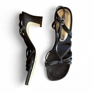 Vintage Y2K Black Strappy Slingback Heels